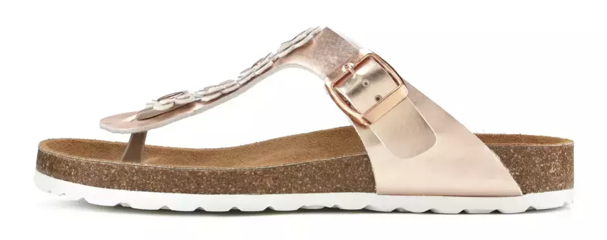 Шлепанцы LASCANA, босоножки, мюли с модной аппликацией и пробковой стелькой, цвет Rosgoldfarben