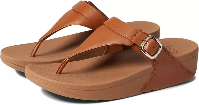 Шлепанцы Lulu Adjustable Leather Toe Post Sandals FitFlop, цвет Light Tan