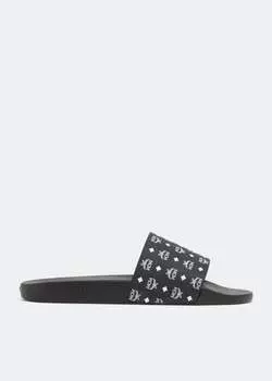 Шлепанцы MCM Monogram slides, черный