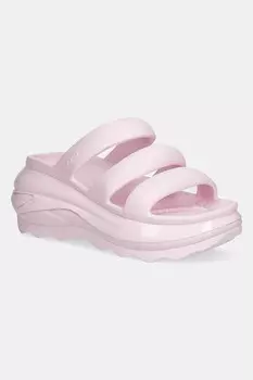 Шлепанцы Mega Crush с тройными ремешками Crocs, розовый