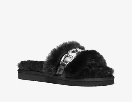 Шлепанцы Michael Kors Scarlett Chain Link Faux Fur Slide, черный
