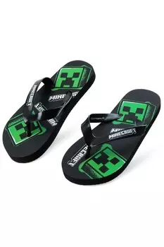 Шлепанцы Minecraft, черный / зеленый