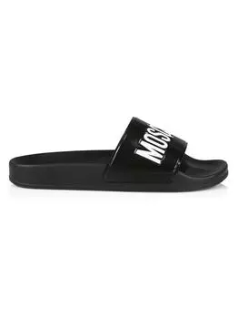 Шлепанцы Mule из ПВХ с логотипом для бассейна Moschino, неро