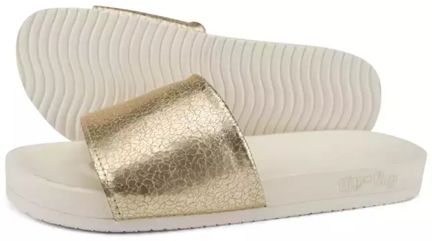 Шлепанцы-мюли "бассейн с треснувшим металлическим эффектом", летняя обувь, тапочки, туфли для бассейна с металлическим эффектом Flip Flop, цвет Goldfarben