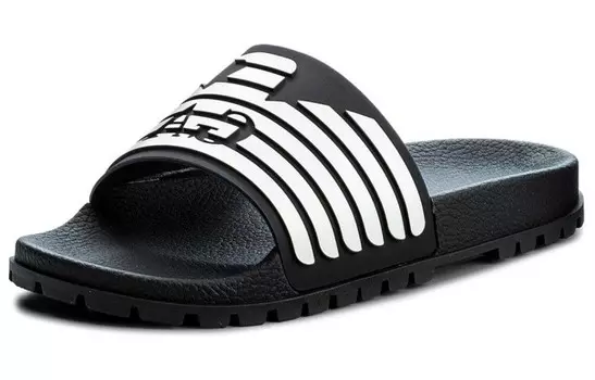 Шлепанцы мужские белые/черные Emporio Armani