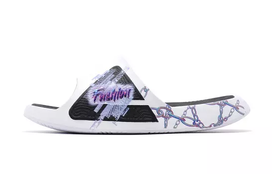 Шлепанцы мужские белые/черные Peak