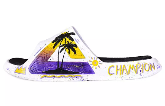 Шлепанцы мужские белые/черные Peak