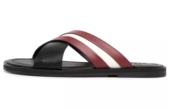 Шлепанцы мужские черные/белые/красные Bally