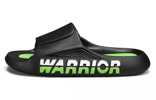 Шлепанцы мужские черные/зеленые Warrior