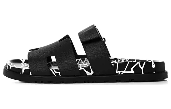 Шлепанцы мужские Hermes, черный