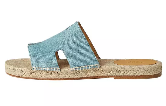 Шлепанцы мужские Hermes, светло-голубой/натуральный