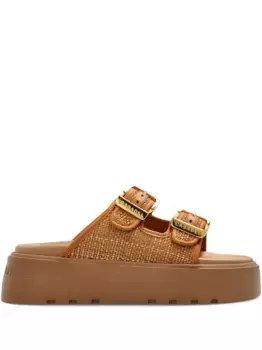 Шлепанцы на платформе с логотипом Casadei, коричневый