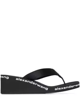 Шлепанцы на танкетке с логотипом Alexander Wang, черный