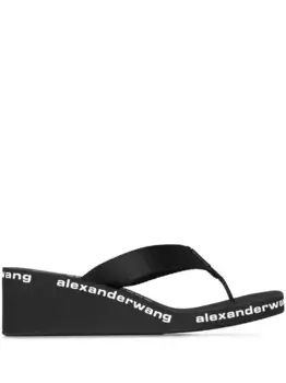 Шлепанцы на танкетке с логотипом Alexander Wang, черный