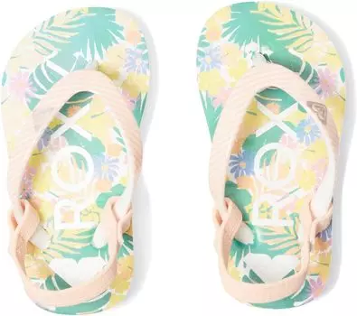Шлепанцы Pebbles VI Roxy, цвет White/Crazy Pink/Floral Print