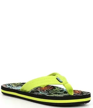 Шлепанцы Reef Boys Ahi с неоновыми ладонями (молодежь), зеленый