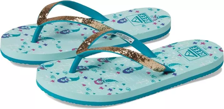 Шлепанцы Reef Kids Stargazer Prints Flip Flops Reef, цвет Aqua Mermaids