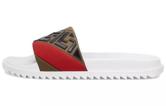 Шлепанцы резиновые Fendi Fussbetts, коричневый / белый