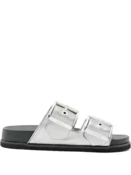 Шлепанцы с эффектом металлик AllSaints, серебяный