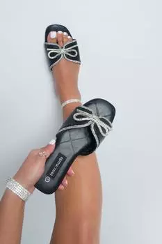 Шлепанцы с бантом Crystal Cherish Love Lemonade, черный