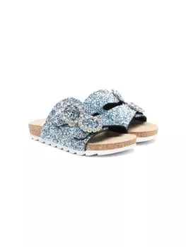 Шлепанцы с блестками Monnalisa, синий