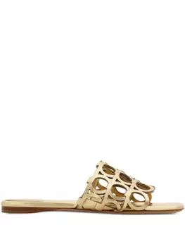 Шлепанцы с декором Gancini Ferragamo, золотой