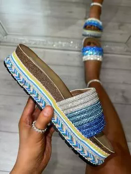 Шлепанцы с кристальным омбре Love Lemonade, бежевый