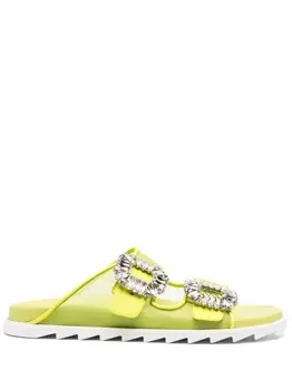Шлепанцы с кристаллами Roger Vivier, зеленый