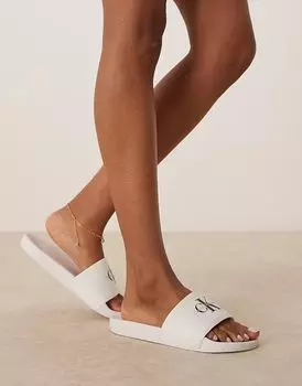 Шлепанцы с монограммой Calvin Klein Jeans белого и черного цвета