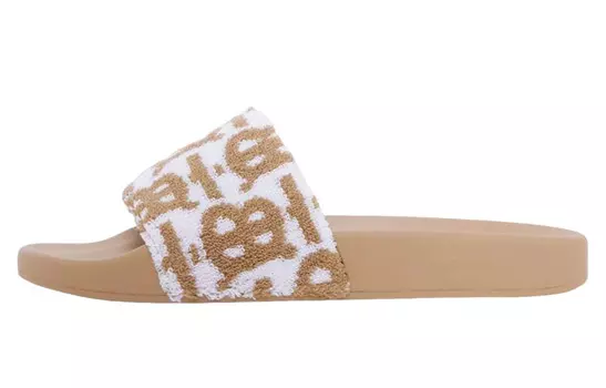 Шлепанцы с монограммой женские Burberry, бежево-белый