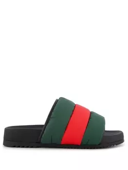 Шлепанцы с отделкой Web Gucci, зеленый