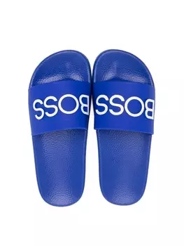 Шлепанцы с тисненым логотипом BOSS Kidswear, синий