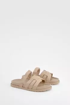 Шлепанцы с вырезами boohoo, бежевый