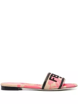 Шлепанцы с вышитым логотипом FENDI, розовый
