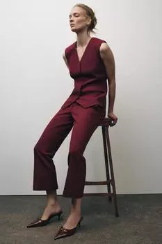 Шлепанцы с запатентованным эффектом и пряжкой ZARA, цвет Burgundy Red