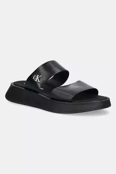 Шлепанцы Sandal Slide с двойными ремешками Calvin Klein Jeans, черный