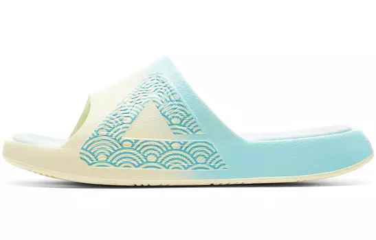 Шлепанцы серии Guochuang мужские светло-желтые спереди синие Peak