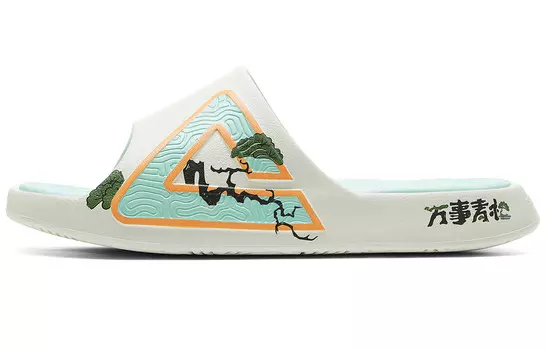 Шлепанцы серии Guochuang мужские зеленые оранжевые Peak