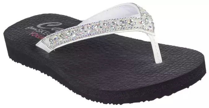 Шлепанцы Skechers "MEDITION-BUTTERFLY GARDEN", летние туфли, тапочки, туфли для бассейна со сверкающими стразами, белый