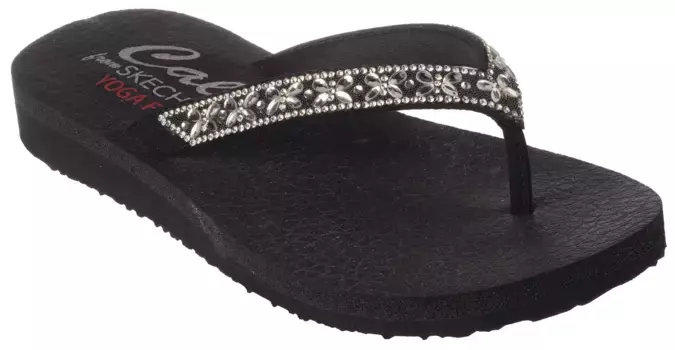 Шлепанцы Skechers "MEDITION-BUTTERFLY GARDEN", летние туфли, тапочки, туфли для бассейна со сверкающими стразами, черный