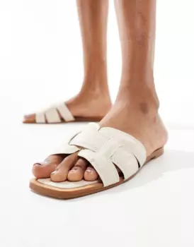 Шлепанцы Stradivarius Flat, белый