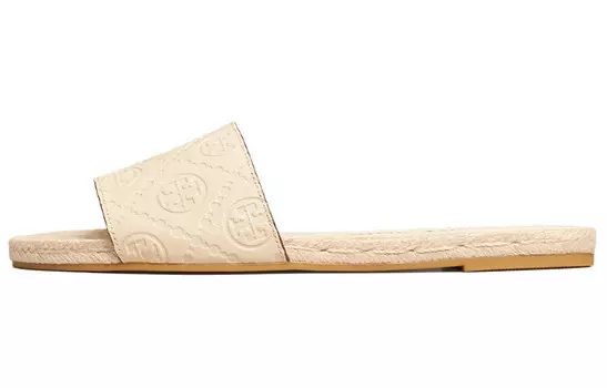 Шлепанцы T Monogram женские кремово-белые Tory Burch