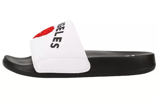 Шлепанцы-тапочки унисекс белые/черные Mlb