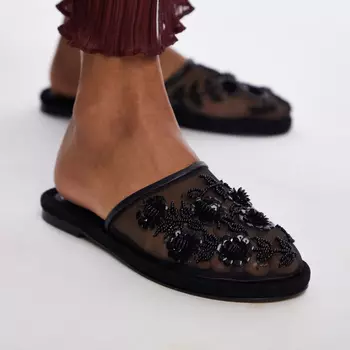 Шлепанцы Topshop Bambi Mesh With Beading, черный