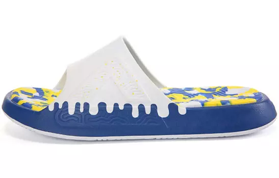Шлепанцы унисекс белые/синие/желтые Peak