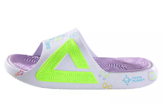Шлепанцы унисекс белые/зеленые/фиолетовые Peak