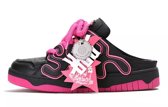 Шлепанцы унисекс черный/розовый Adcdavinci