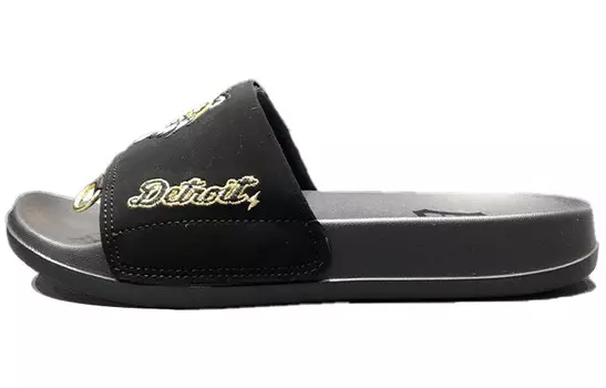 Шлепанцы унисекс черный/золотой Mlb