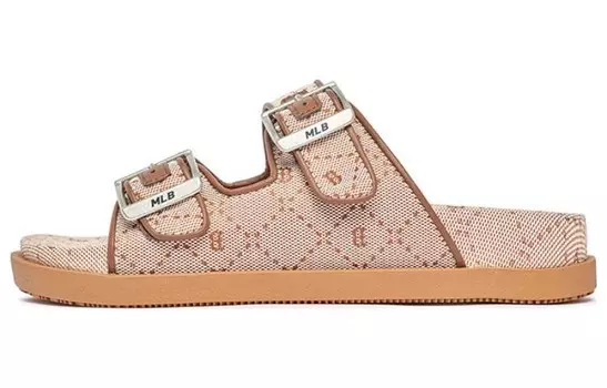 Шлепанцы унисекс коричневые/красные Mlb