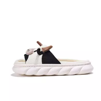 Шлепанцы унисекс Xmistuo, цвет 1731 White/Black [Cute Cow Cotton Slippers]